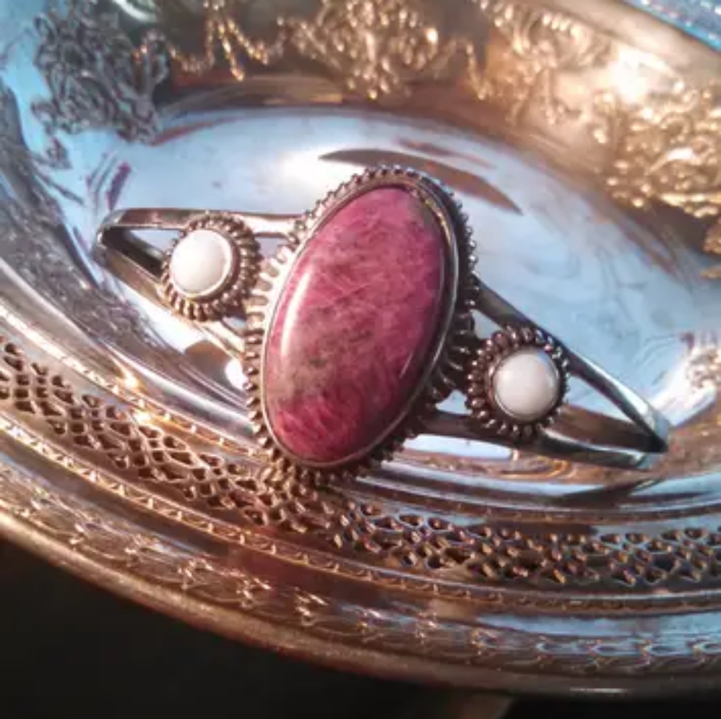 Custom Ruby Zoisite Cuff Bracelet Stainless Steel 3 Sizes